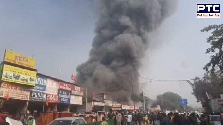 Massive fire breaks out in furniture market, several shops gutted, watch visuals | Action Punjab