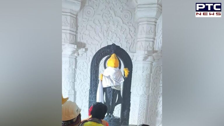 Jai Shri Ram | First glimpses of Ram Lalla idol from inside Ayodhya temple revealed | ActionPunjab