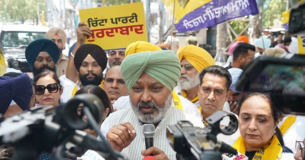 ਮੁੱਖ ਮੰਤਰੀ ਭਗਵੰਤ ਸਿੰਘ ਮਾਨ  ਦੀ ਫਰਜ਼ੀ ਵੀਡੀਓ  ਖ਼ਿਲਾਫ਼ ਆਪ ਨੇ ਸੂਬਾ ਪੱਧਰੀ ਪ੍ਰਦਰਸ਼ਨ ਕੀਤਾ
